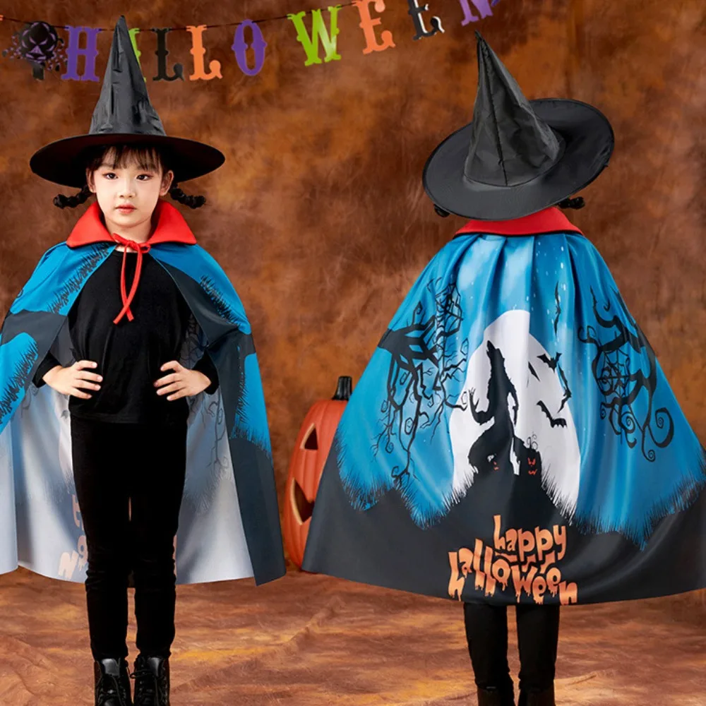

Funny Hooded Cape Halloween Cloak Mystical Fantasy Cosplay Costume Set Novelty Magician Cloak School Events