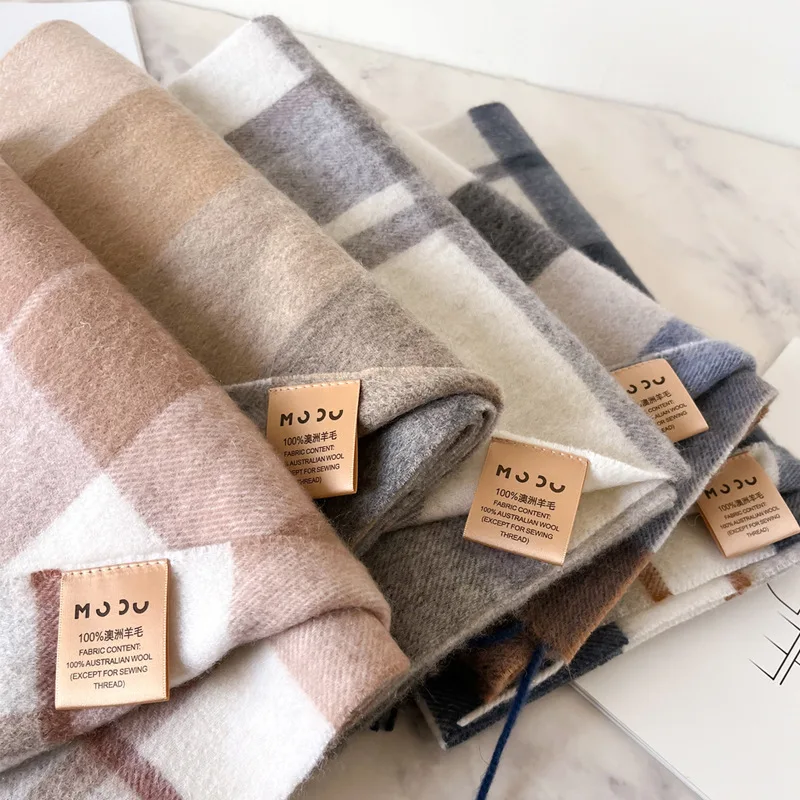 100% Wool Luxury Brands Classic England Style Women Scarf Fashion Stripe Plaid Scarves Tassel Shawls Pashmina Lady Wrap 32*180cm