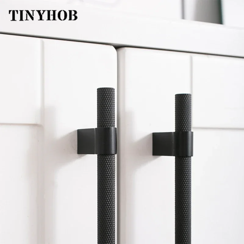 Knurled/Textured Satin Brass Furniture Door Knobs and Handles  Cabinet Handles Kitchen Cupboard Drawer Pulls Black Home Decor
