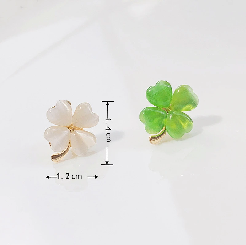 Opal Green Four Leaf Clover Lapel Hijab Pin Small Lovely New Plant Cat Fish Wing Brooches Pin Badge Girls Dress Jewelry Gift
