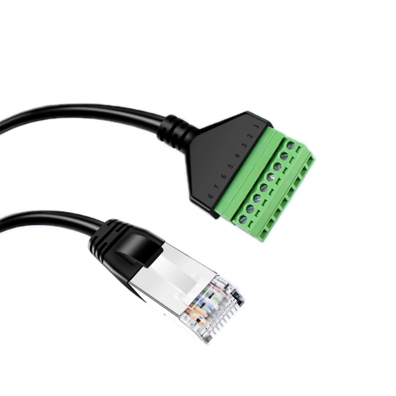 RJ45 Male to 8 Pin Screw Terminal Block Adapter Cable 8P Terminal Connector Ethernet Network Wire for DVR CCTV Security Camera ﻿