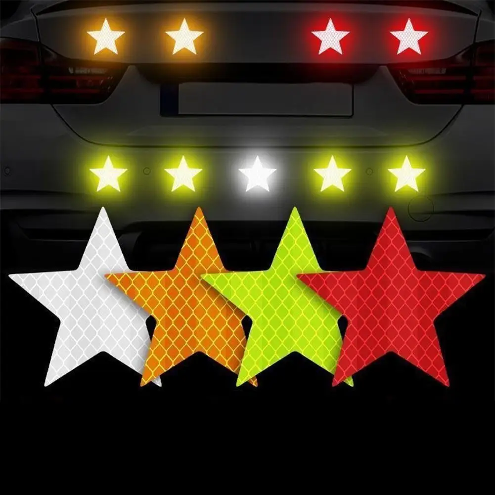 Adesivi di sicurezza riflettenti per paraurti auto Accessori per auto Adesivo riflettente per interni esterni Adesivo riflettente per stelle per auto riflettente