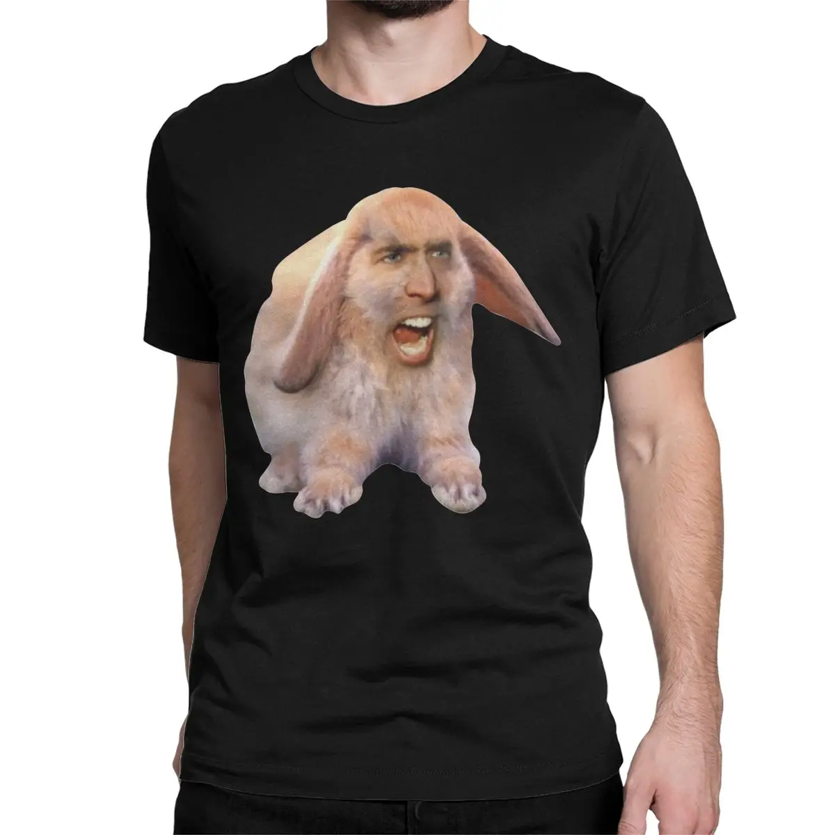 Fun Nicolas Cage Art T-Shirts for Men Women Crew Neck Cotton T Shirt Movie Actor Short Sleeve Tees Birthday Gift Clothes