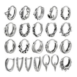 1PC Skull Cross Stainless Steel Punk Hoop Earrings Round Nose Ear Cartilage Tragus Helix Piercing Hip-Hop Body Jewelry 18G