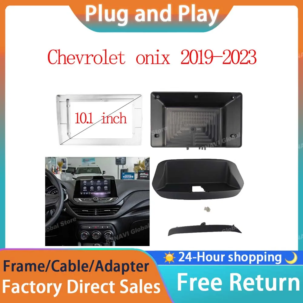 RSNAVI 10.1 Inch 2 Din Car Fascia for Chevrolet Onix 2019-2023 Panel CD DVD Player Audio Frame Dashboard Mount Kit