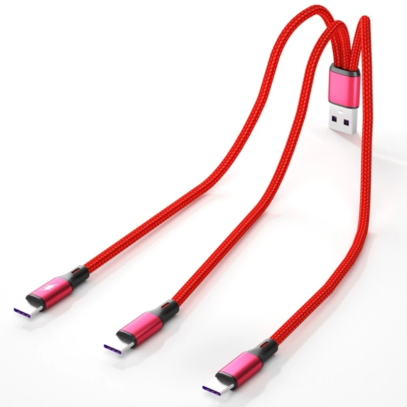 20cm/116cm 3 in 1 Quick Charging Cord USB to 3x Type-C Connectors Charger Cable 5V Multiple Type-C Port Charging Line