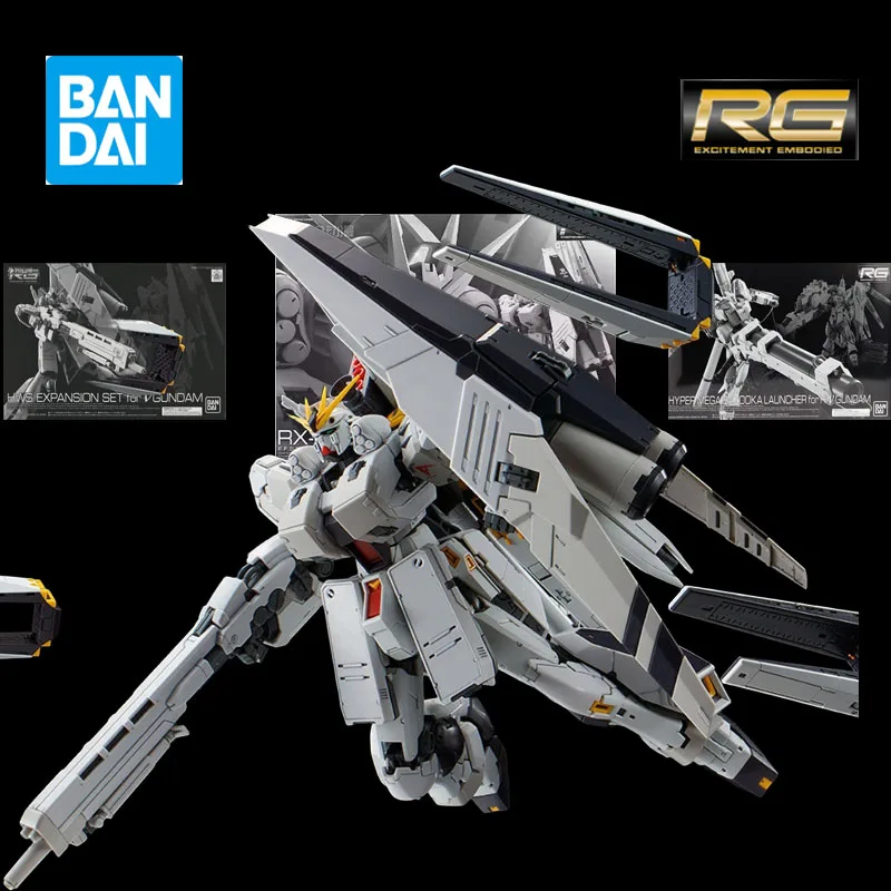 بانداي الأصلي أطقم منمذجة RG 1/144 HI-V GUNDAM HWS أنيمي عمل الشكل التجمع نموذج هدايا للأولاد معبأة في صناديق الرغوة