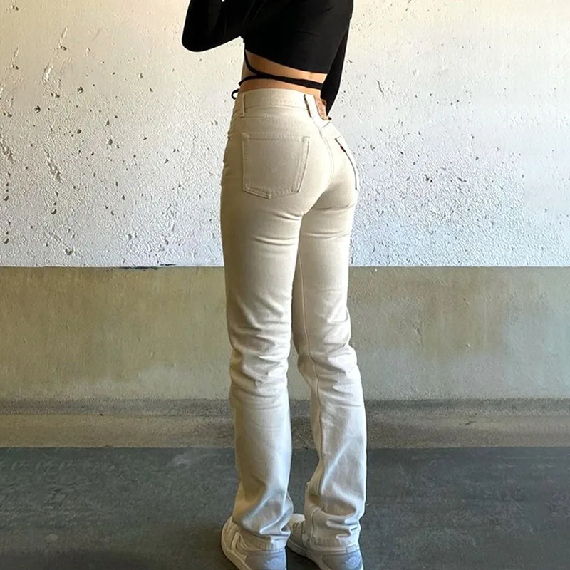 Women's Casual High Waist Micro Flared Pants Street Trendsetter Female Denim Trousers Spring New Cotton Women Fashion Slim Jeans