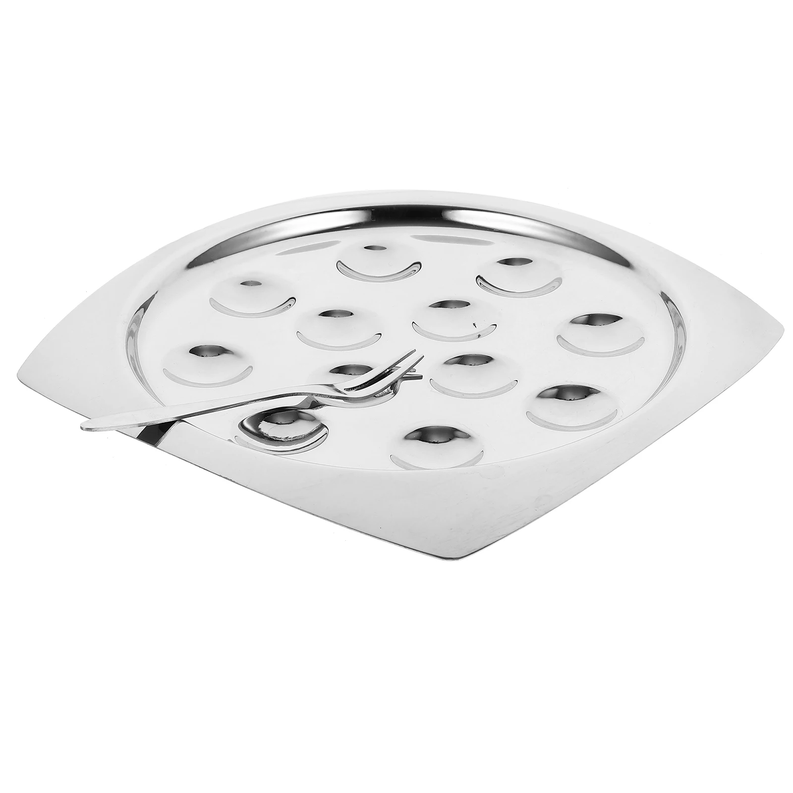 

Stainless Steel Bakeware Escargot Serving Dish Snail Plate Baking for Restaurant Oyster Fork