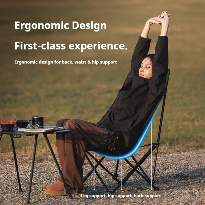 Naturehike BLACKDOG Outdoor High-Back Folding Standard/Thickened Chair 600D Oxford+Carbon Steel Material Comfortable for Camping