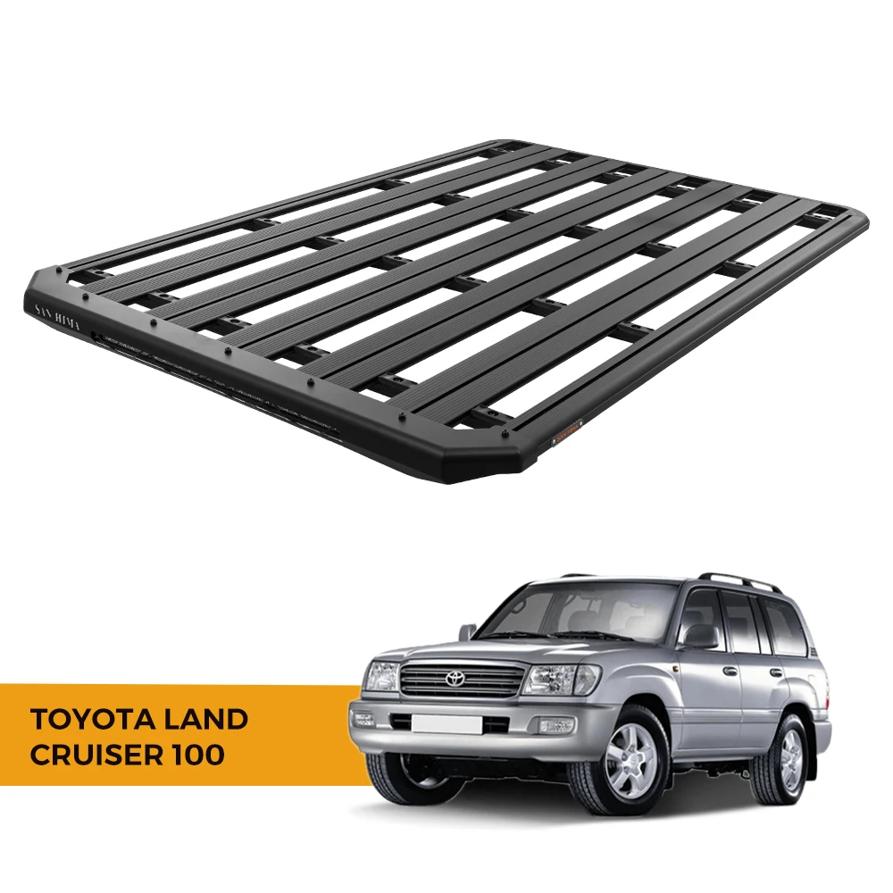 4x4 Aluminum Alloy LC100 Platform Roof Rack In Built 28inch LED Light Bar For Toyota Land Cruiser 100