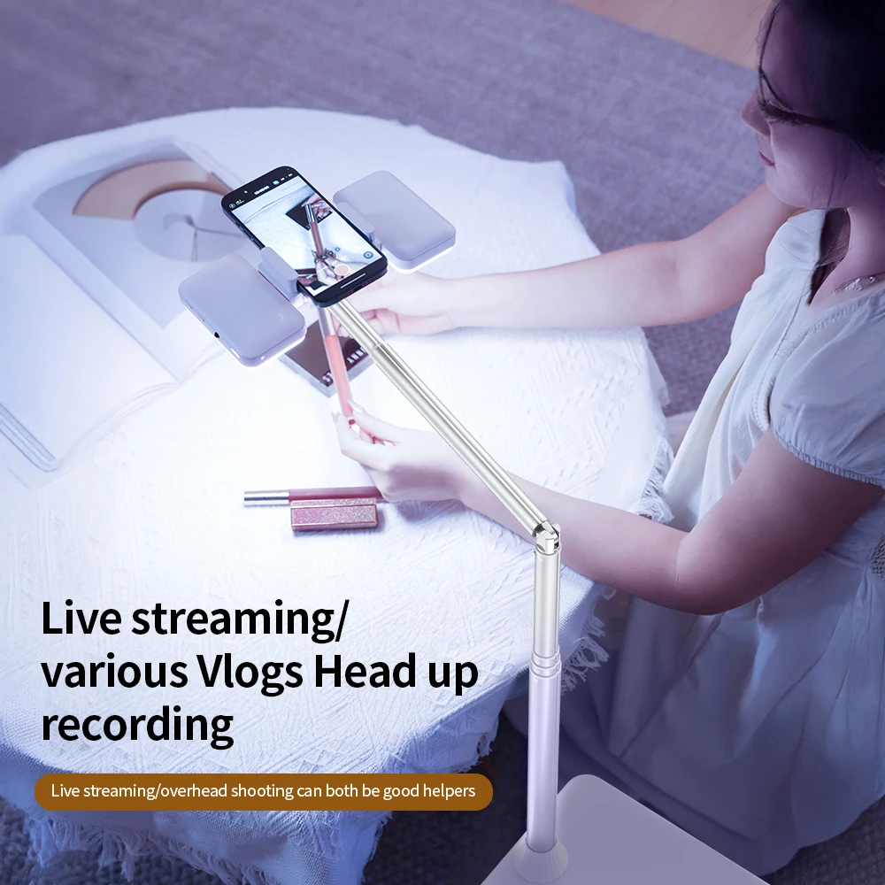 ขายึดโทรศัพท์สำหรับไลฟ์สด 180 °   ขาตั้งกล้องแบบพับได้พร้อมน้ำหนัก ขาตั้งแบบคานยื่น อุปกรณ์เสริมสำหรับขาตั้งเซลฟี่