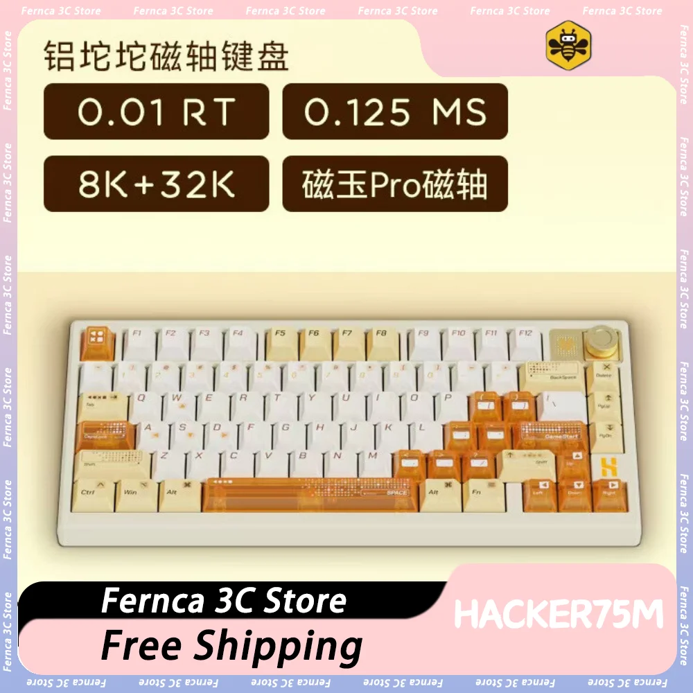 BEE WITH T&I Hacker75M Mechanical Keyboard Magnetic Pro Switch Aluminum Alloy 8K Low Latency RGB Customized PC Gaming Keyboard