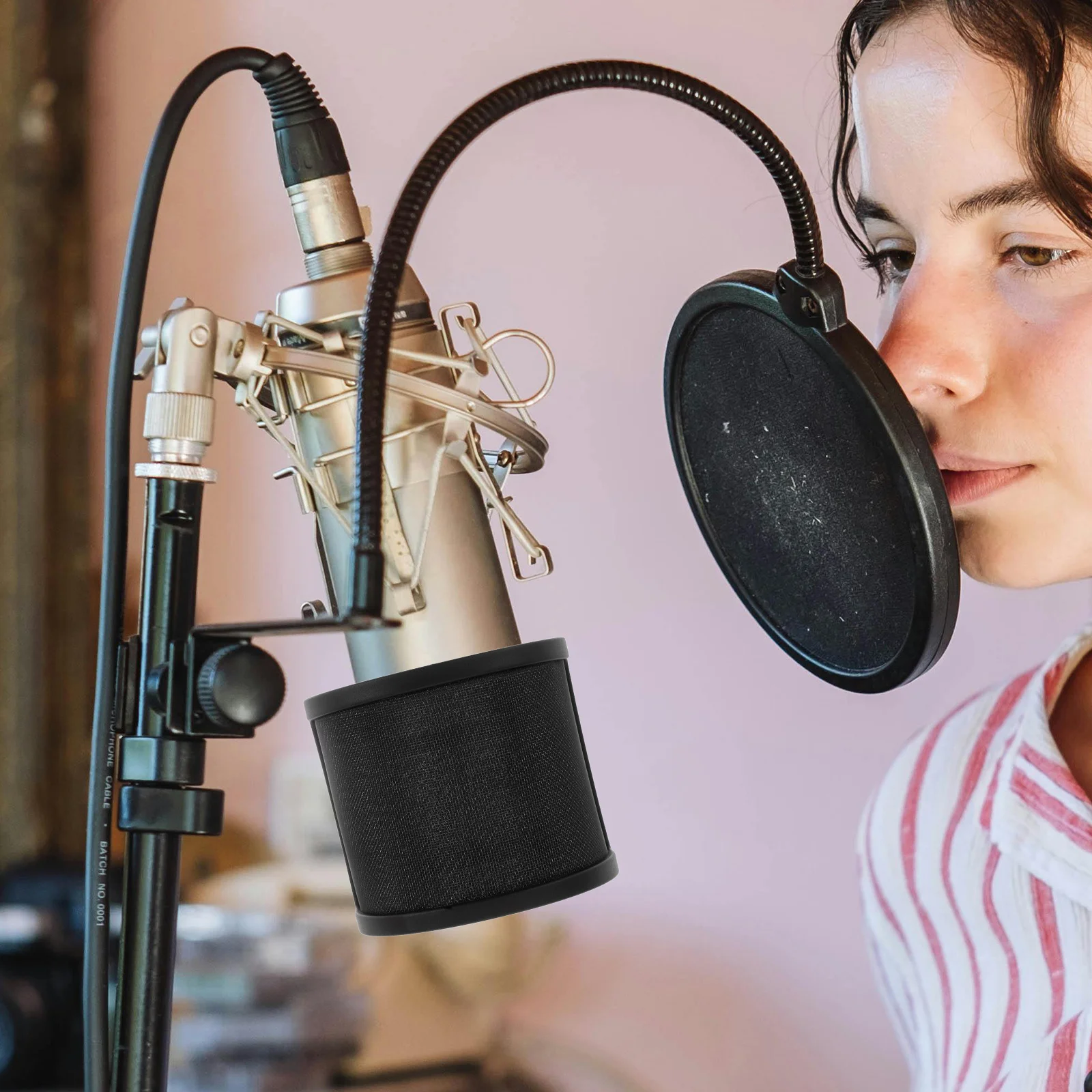 

U Shape Double Layer Microphone Windscreen Shield Noise Isolation Pop Filter for Recording Studio Podcast Singing Speaking