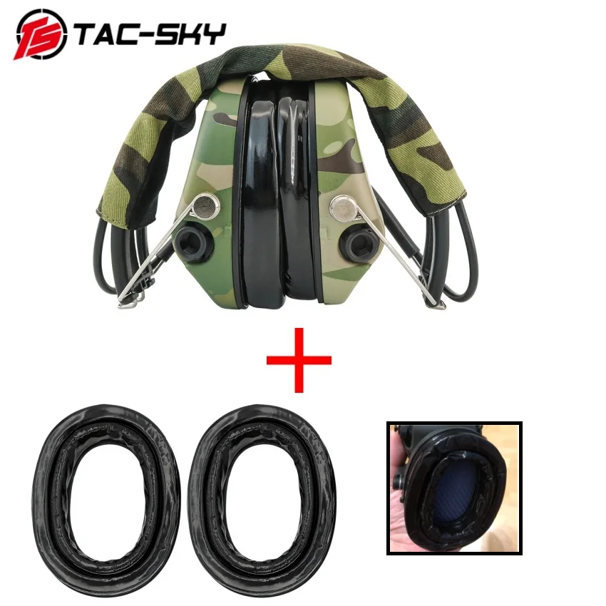 TS TAC-SKY Walkie-Talkie Headset, Suitable for SORDN IPSC Hunting Airgun Shooting MC & Silicone Replacement Ear Pads
