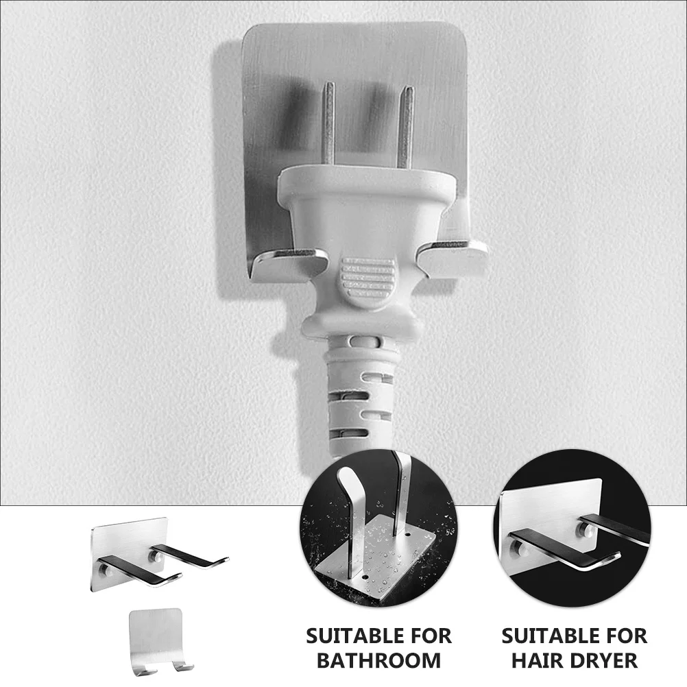 

2Pcs Hair Dryer Holder Stainless Steel Wall Mounted Bathroom Organizer for Most Hair Dryers Adhesive and Drill Installation Dual
