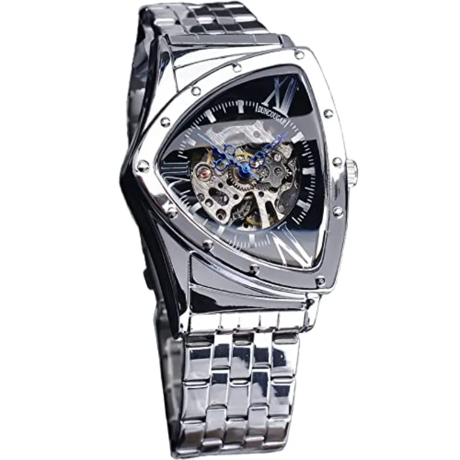 

Triangle Skeleton Men's Automatic Mechanical Watch Luxury Stainless Steel Watches Waterproof Luminous Sports Wristwatch