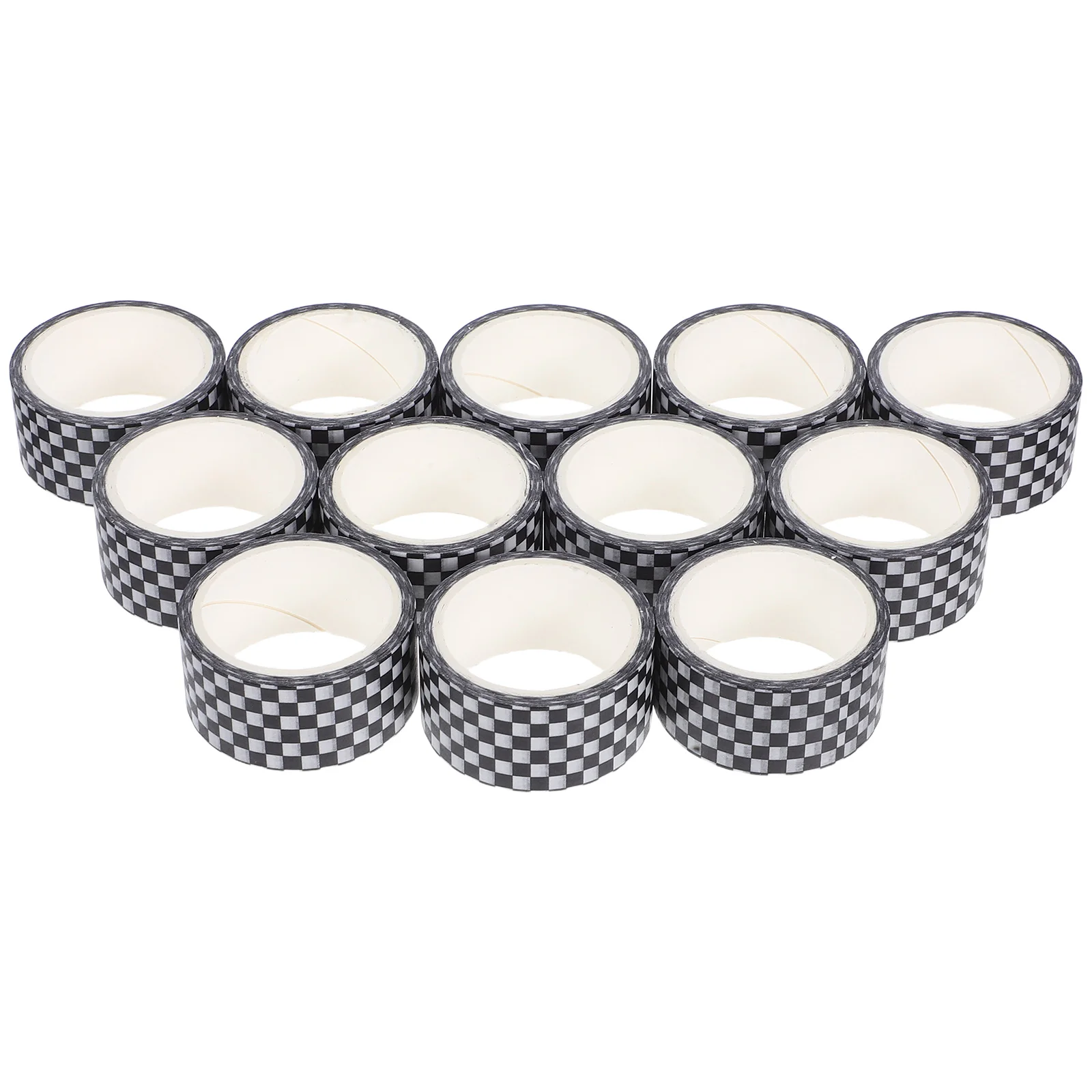 12 لفات من شريط اشي الياباني باللون الأسود والأبيض بنمط شبكي شريط زخرفي قابل للكتابة لمخطط القصاصات بنفسك