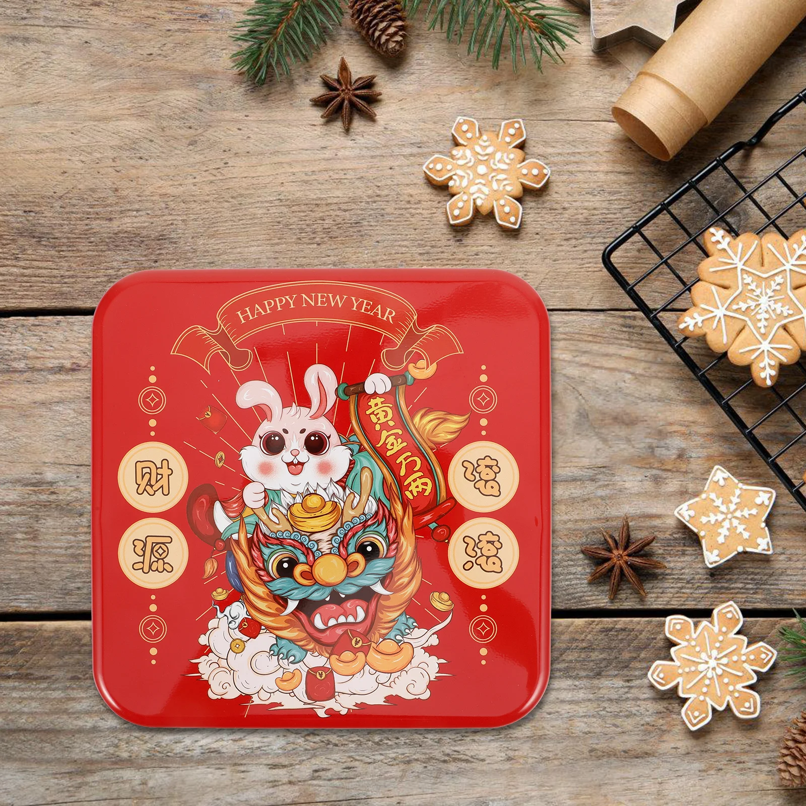 

Cute Design Metal Candy Box Festive Chinese New Year Biscuit Storage Box Gift Container With Attractive Appearance