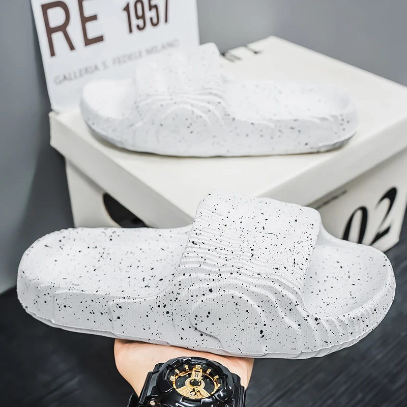 

Mens High-Quality New EVA Inkjet Coconut Slippers Fashion Indoor Outdoor Open Toe Flip Flops Couple's Comfort Slide