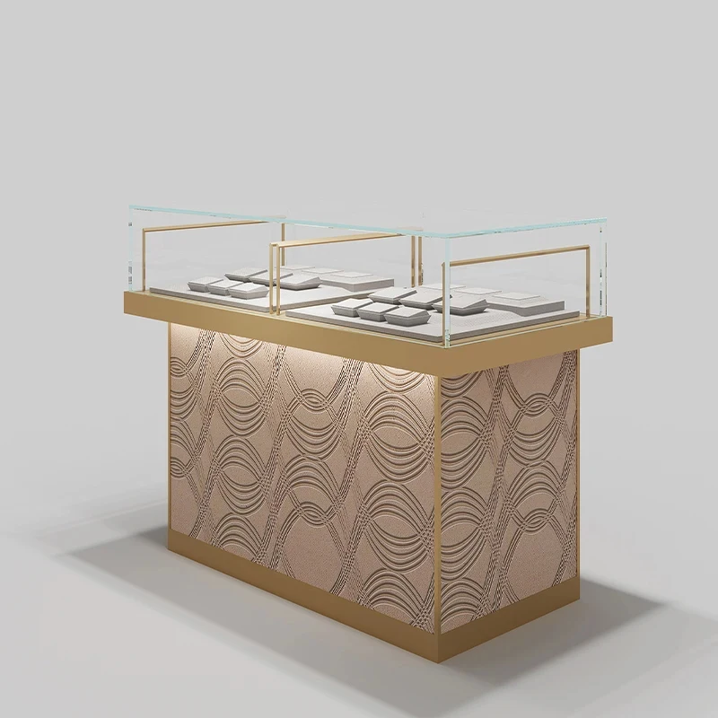 custom.OEM ODM Jewelry Professional Design High-end Showcase Luxury Modern Waterproof Glass Jewelry Display LED Light