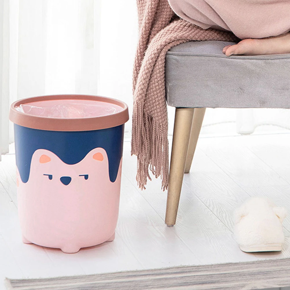 

2 Pcs Creative Cartoon Trash Can Kitchen Garbage Practical For Bedroom Plastic Household Office