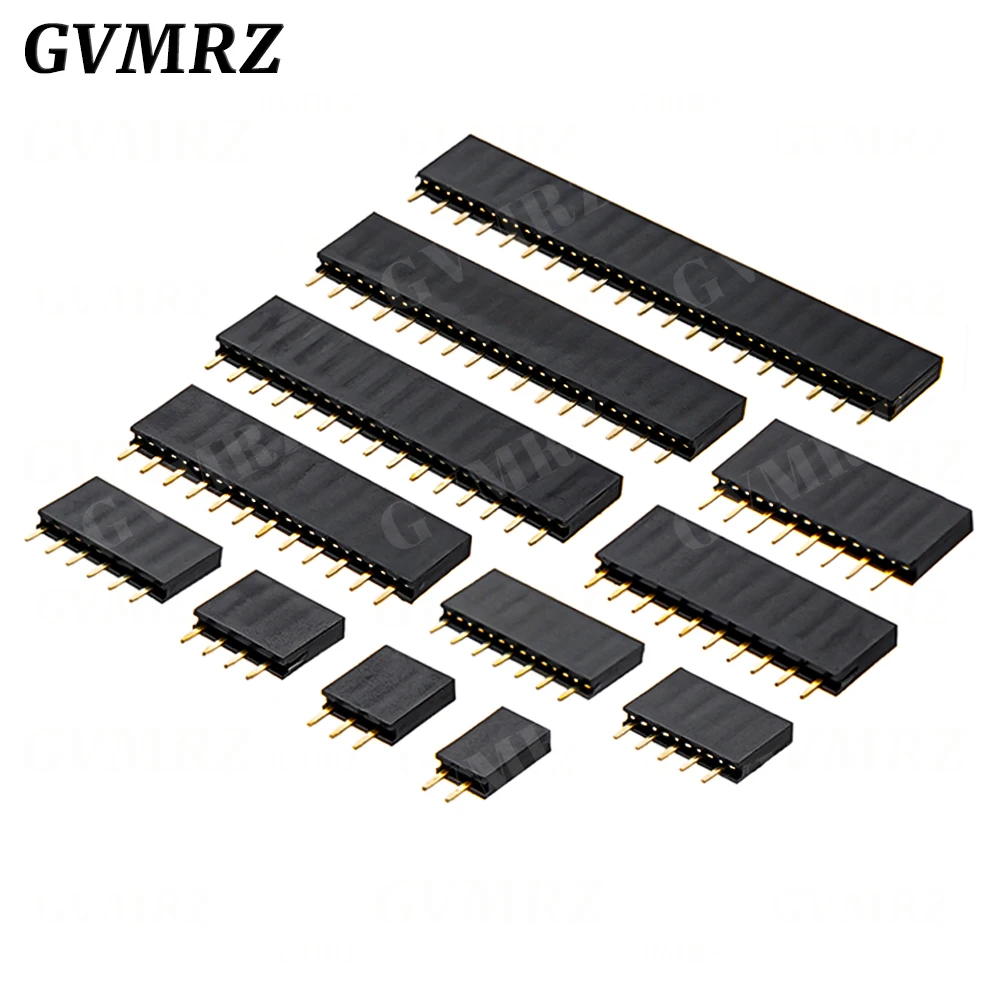 10PCS Single Row Pin Female Header Socket Pitch 2.54mm 1*2p 3p 4p 5p 6p 7p 8p 9p 10p 12p 14p 16p 18p 20p 22p 40p Pin Connector