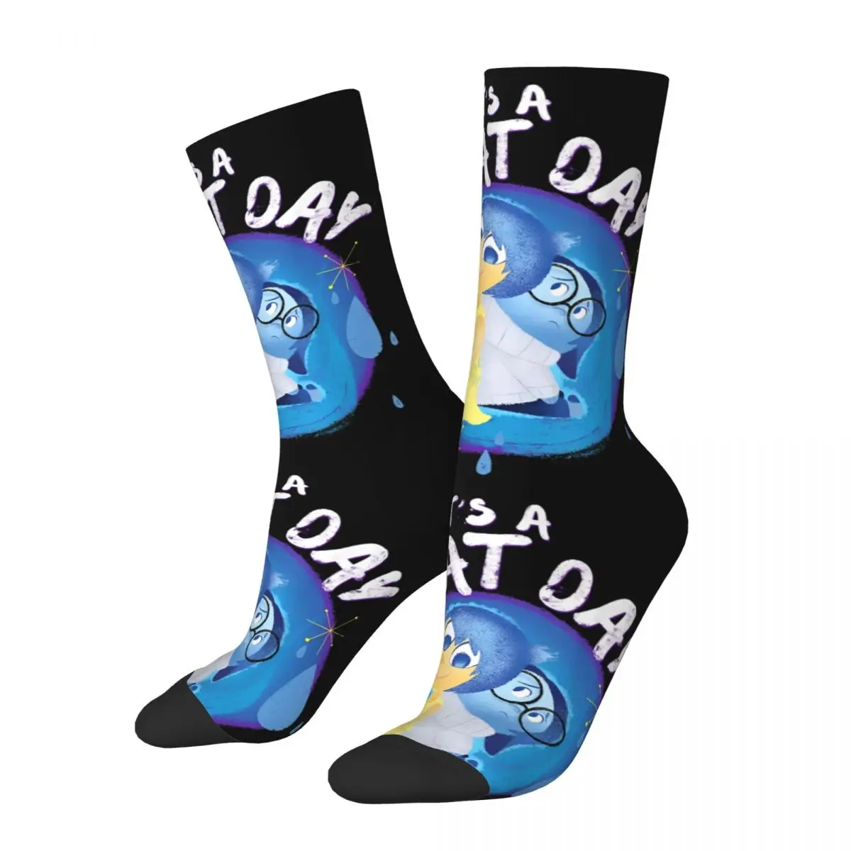 Crazy Design Inside Out Great Day Joy & Sadness Portrait Basketball Socks Polyester Long Socks for Unisex Non-slip