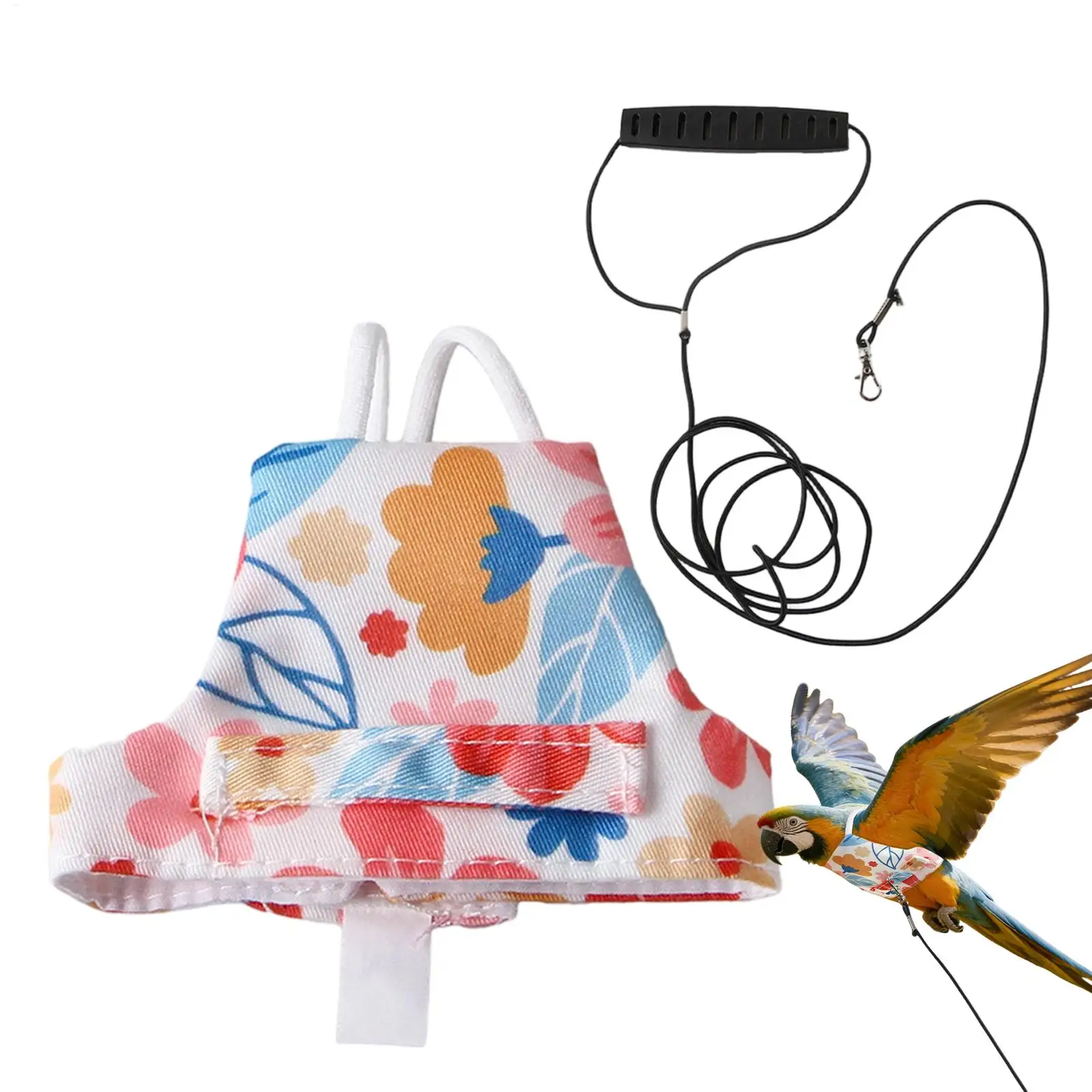 Bird Harness Leashes Vest Adjustable Retractable Flight Suit Clothes with Traction Rope for Parakeet Conures Cockatiels Parrot
