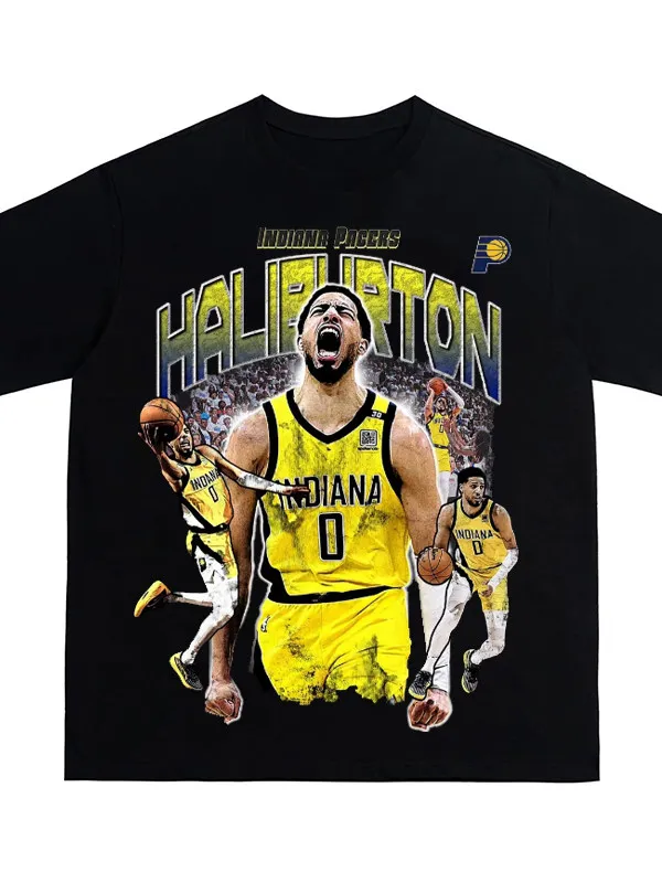 

2026 Halliburton American Retro Print Round Neck Street Fashion Comfortable Pure Cotton T-Shirt for Men