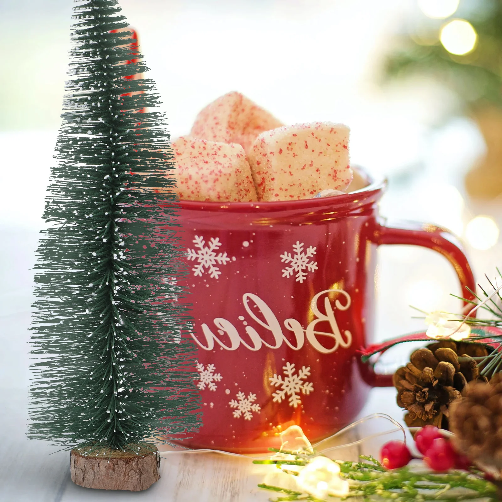 

3 Pcs Christmas Tree Desktop Decorations Wood Simulation Small Trees Xmas Showcase Decors Festive Atmosphere Holiday Party