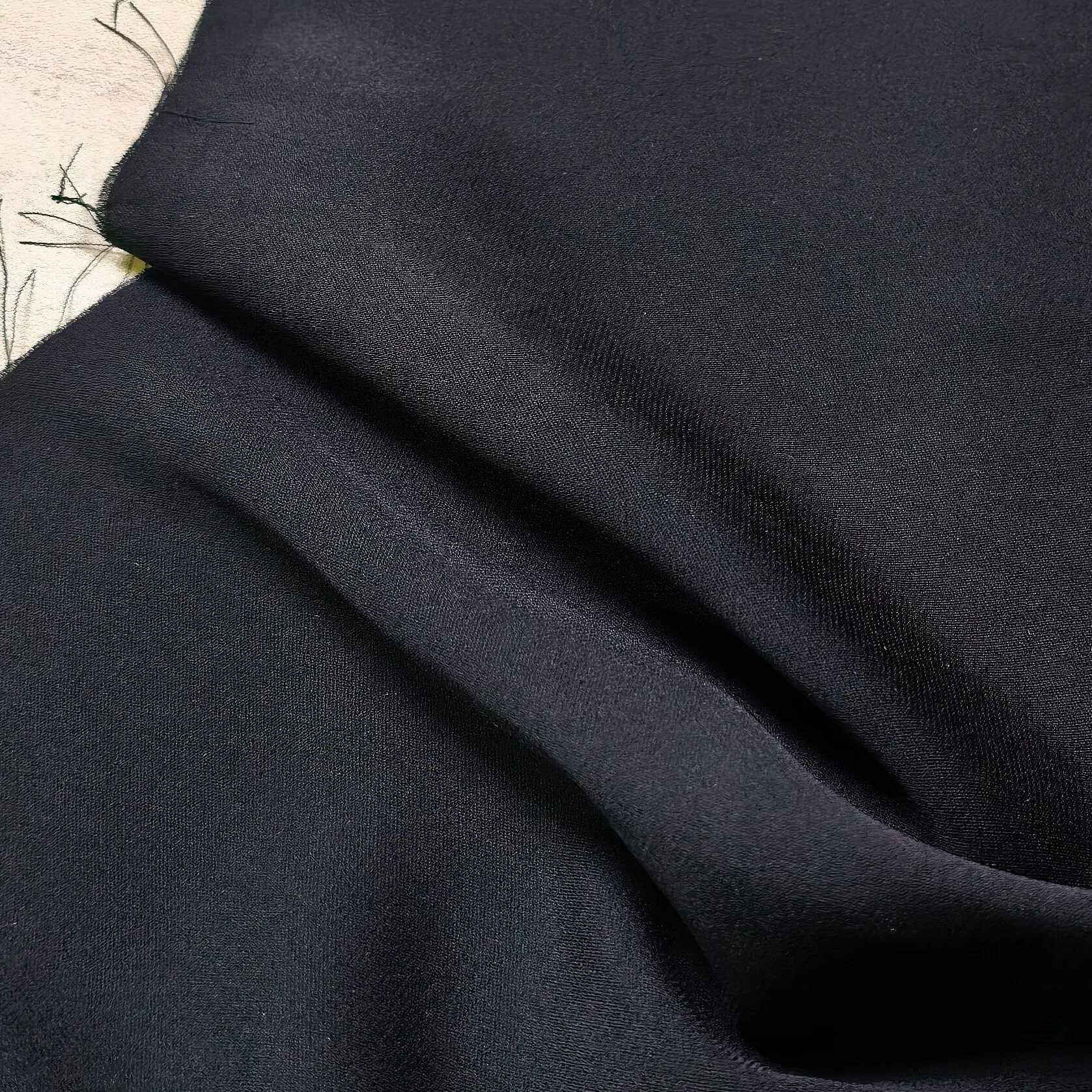 Txl Deep High-Grade Black Soft Luster Fine Texture Heavyweight Double Georgette Fabric Timeless Basic Material