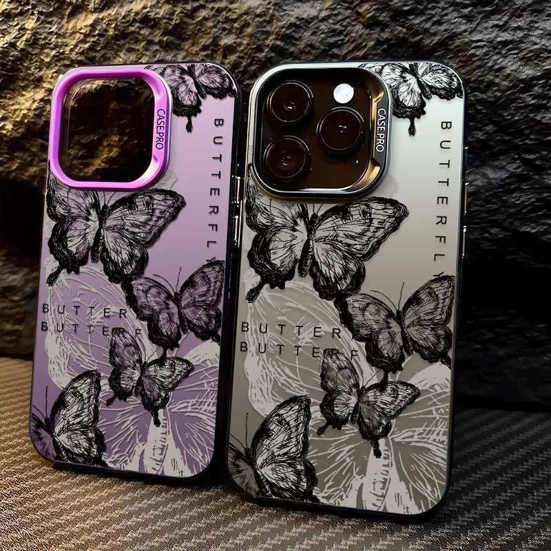 Butterfly Pattern Design Electroplate IMD Case For Xiaomi Redmi Note 10 9 Pro Max 8 7 Shockproof Hard PC Phone Cover Fundas