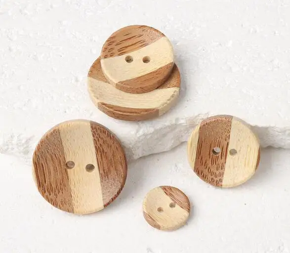 10pcs/Lot Size:11-25mm Bowl-shaped Two eyed bamboo Buttons minimalist Button Windbreaker shirt Sewing Accessories(SSA-4033)