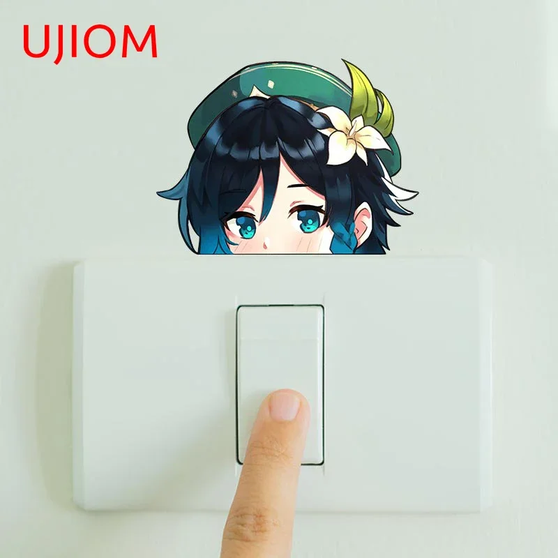 UJIOM 13cm X 9.5cm Game Genshin Impact Peeker Wall Sticker Amusing Switch House Decal Creative Mural Art Home Decoration