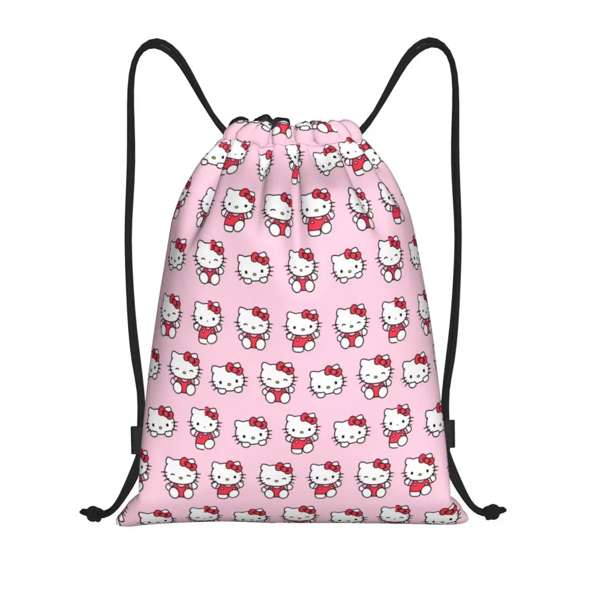 

Custom Hello Kitty Pattern Drawstring Bags Men Women Lightweight Sanrio Sports Gym Storage Backpack