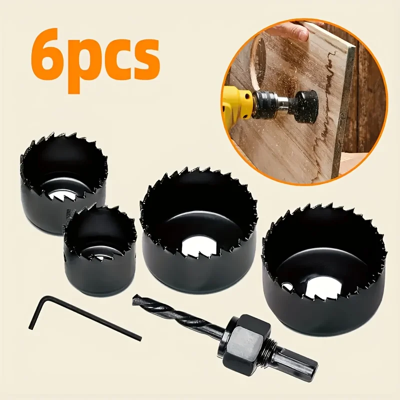 6pcs Woodworking Hole Saw Set Hole Cutter Drill Bit Electric Grinder Cutting Blade Wood Plasterboard Plastic Cutter Tools view 3
