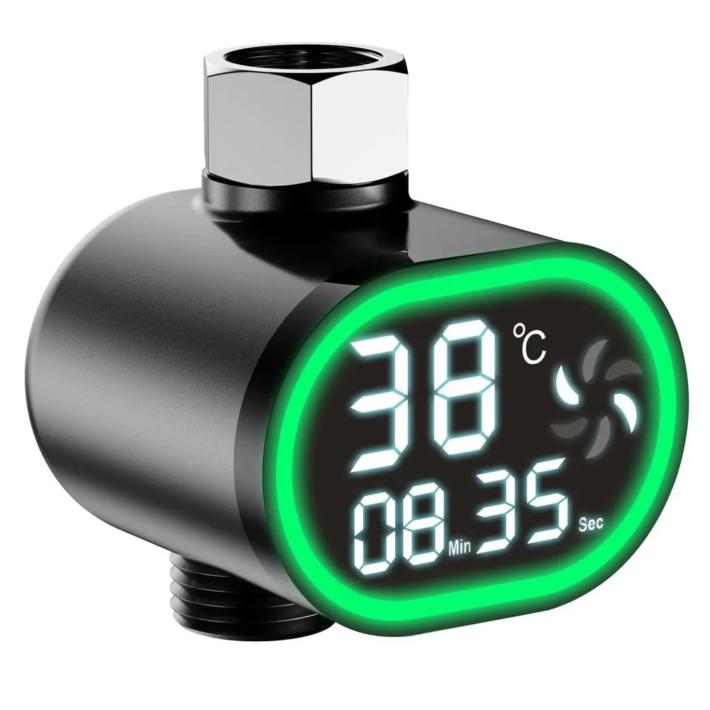 

Flow Powered Display Shower Thermometer For Bathroom Safety Real-time Temperature Display Color Changing Indicator