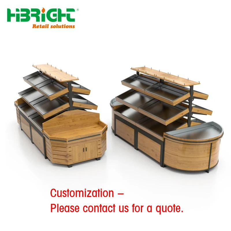custom.Hot Selling Wood Supermarket Vegetable Stand