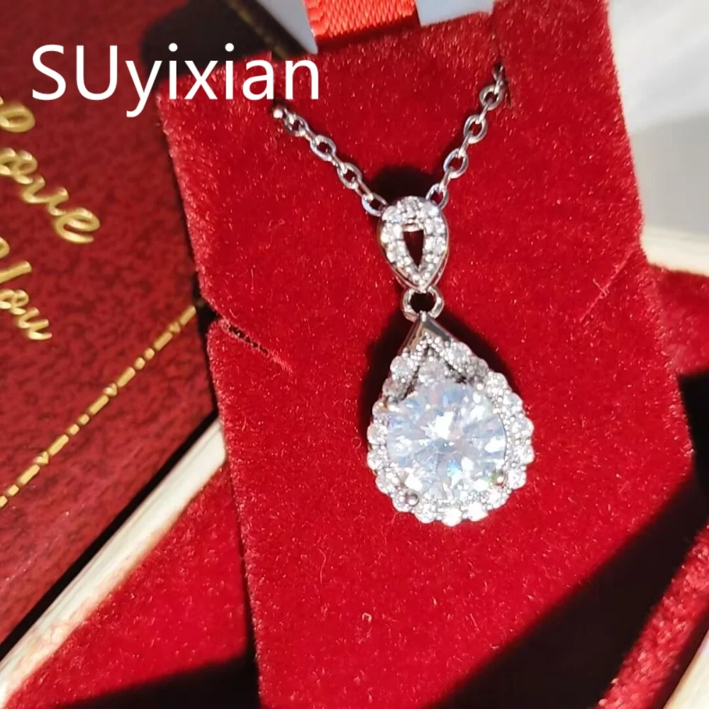 

Серебряное колье 925 пробы с подвеской в виде капли воды и цирконом, модное, элегантное, подарок на день рождения, годовщину, вечеринку