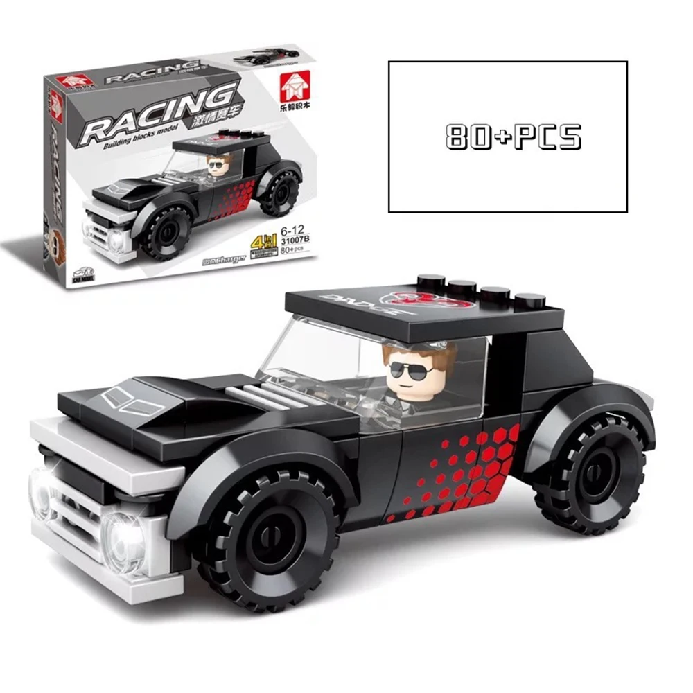 4 IN 1 City Racing Car Speed Sports Building Blocks Bricks Classic Rally Super Racers F1 Great Vehicles Kits Toys Birthday Gifts