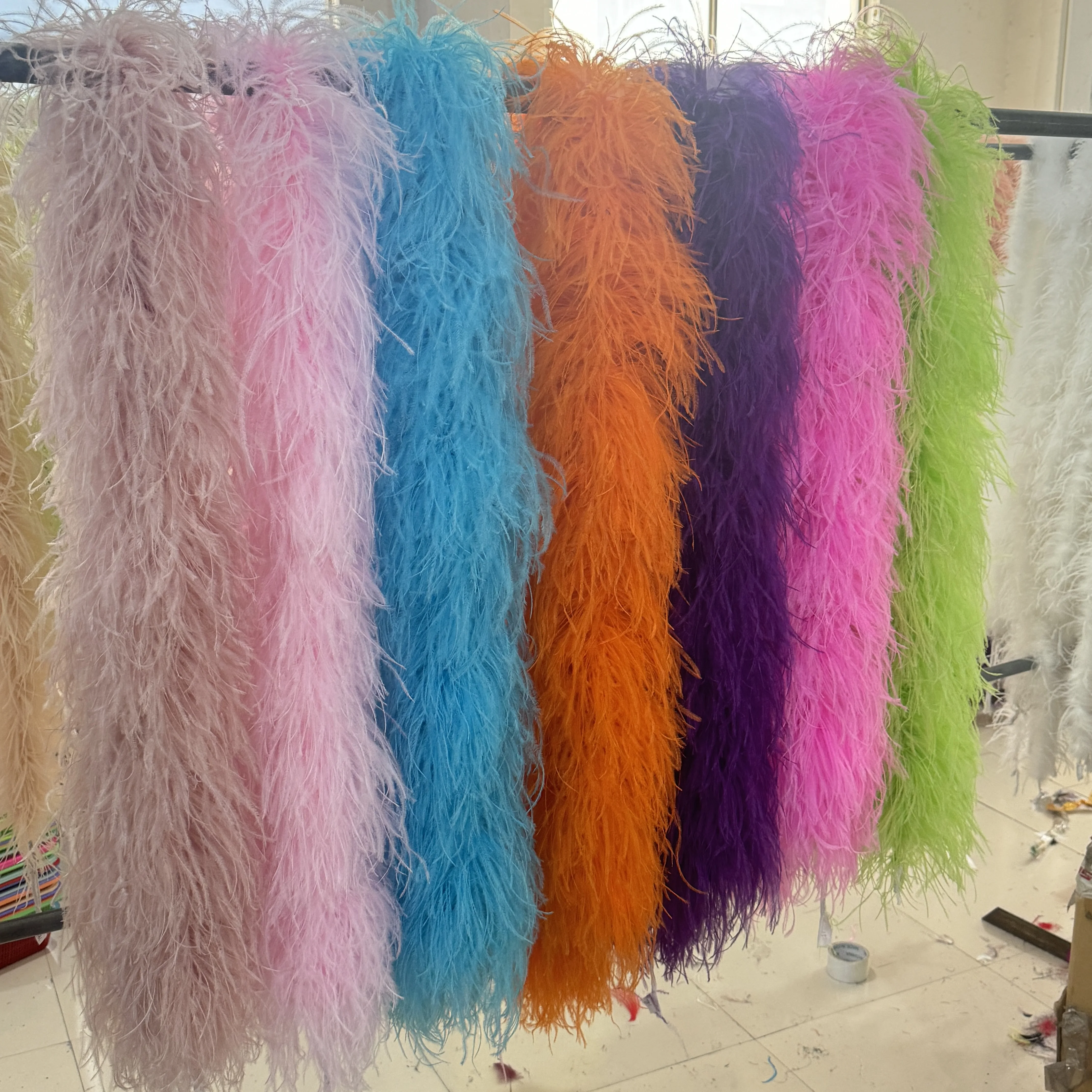 6Ply 10Ply 20Ply boa Natural Ostrich feathers Boa Shawl 2 Meters Natural Ostrich plumas Trims for Costume Dress Sewing Decor