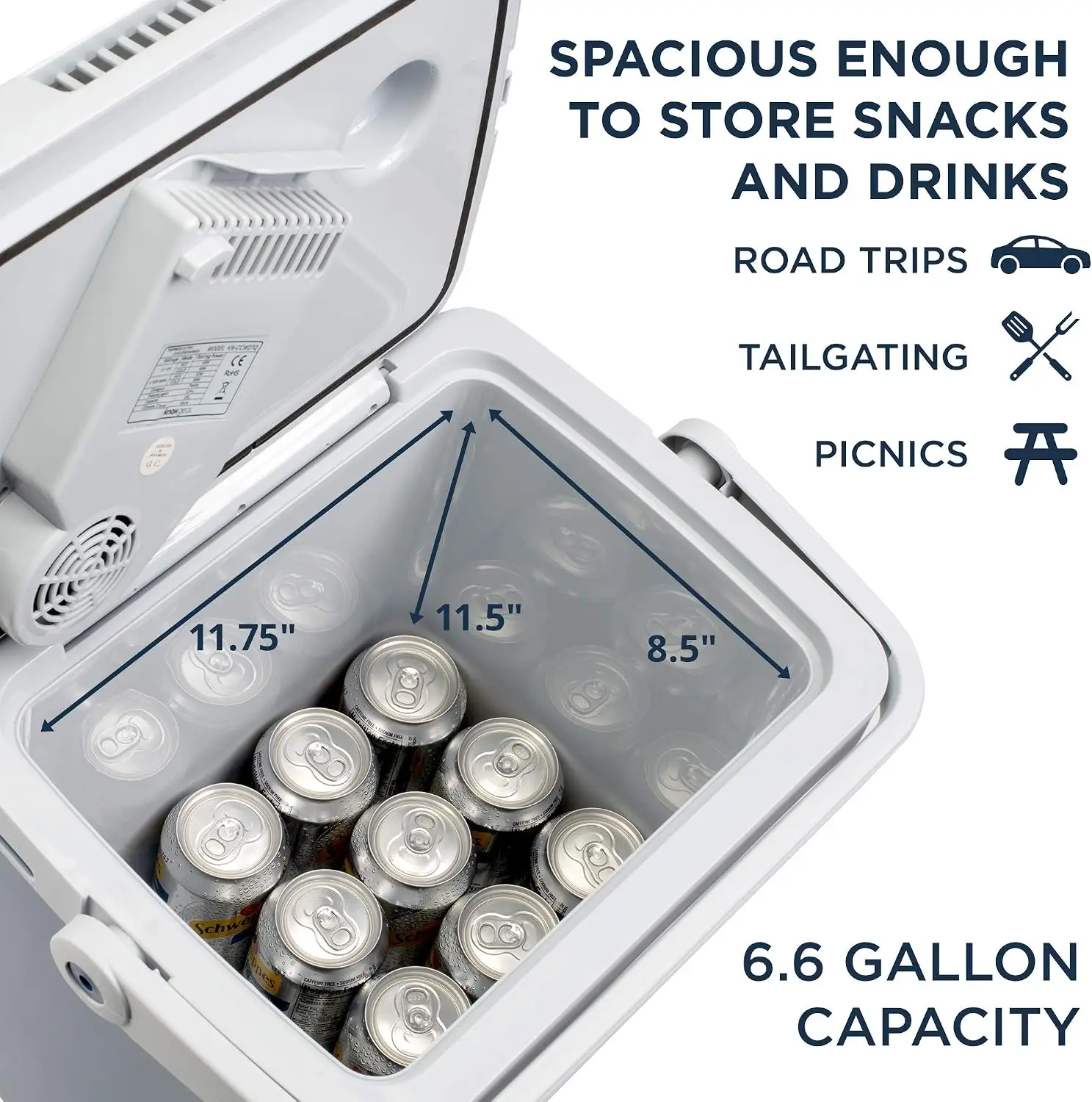 Electric Cooler & Warmer, Portable Thermoelectric Fridge w/Handle | for Vehicles & Trucks| Includes 110V AC Home Power Cord & 12