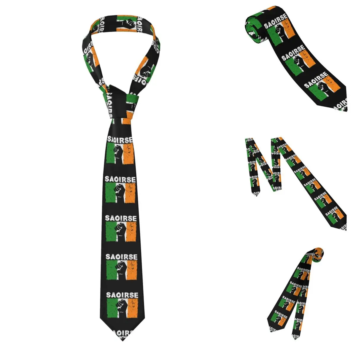 Saoirse Irish Republican Conservative Capitalist Ireland Irish Flag Necktie for Men Slim Neck Ties Wedding Business Tie Gravatas