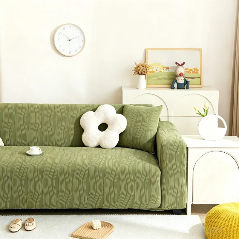 Thick Soft Cozy Sofa Cover Non-Slip Elastic Slipcover Full Wrap Machine Washable Couch Protector Universal Fit for 1/2/3/4/5 Sea