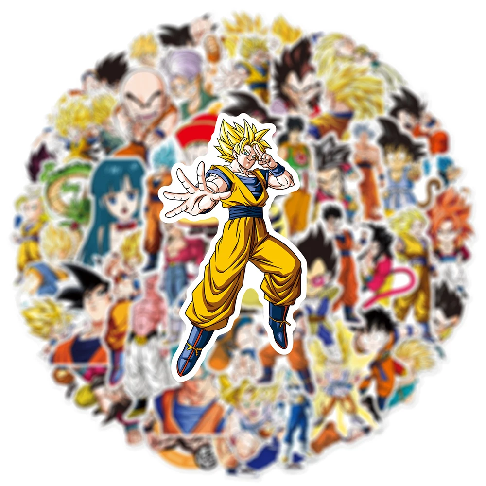 Pegatinas de Anime de Dragon Ball para niños, calcomanías de dibujos animados de Son Goku, calcomanías decorativas para teléfono, botella de agua,