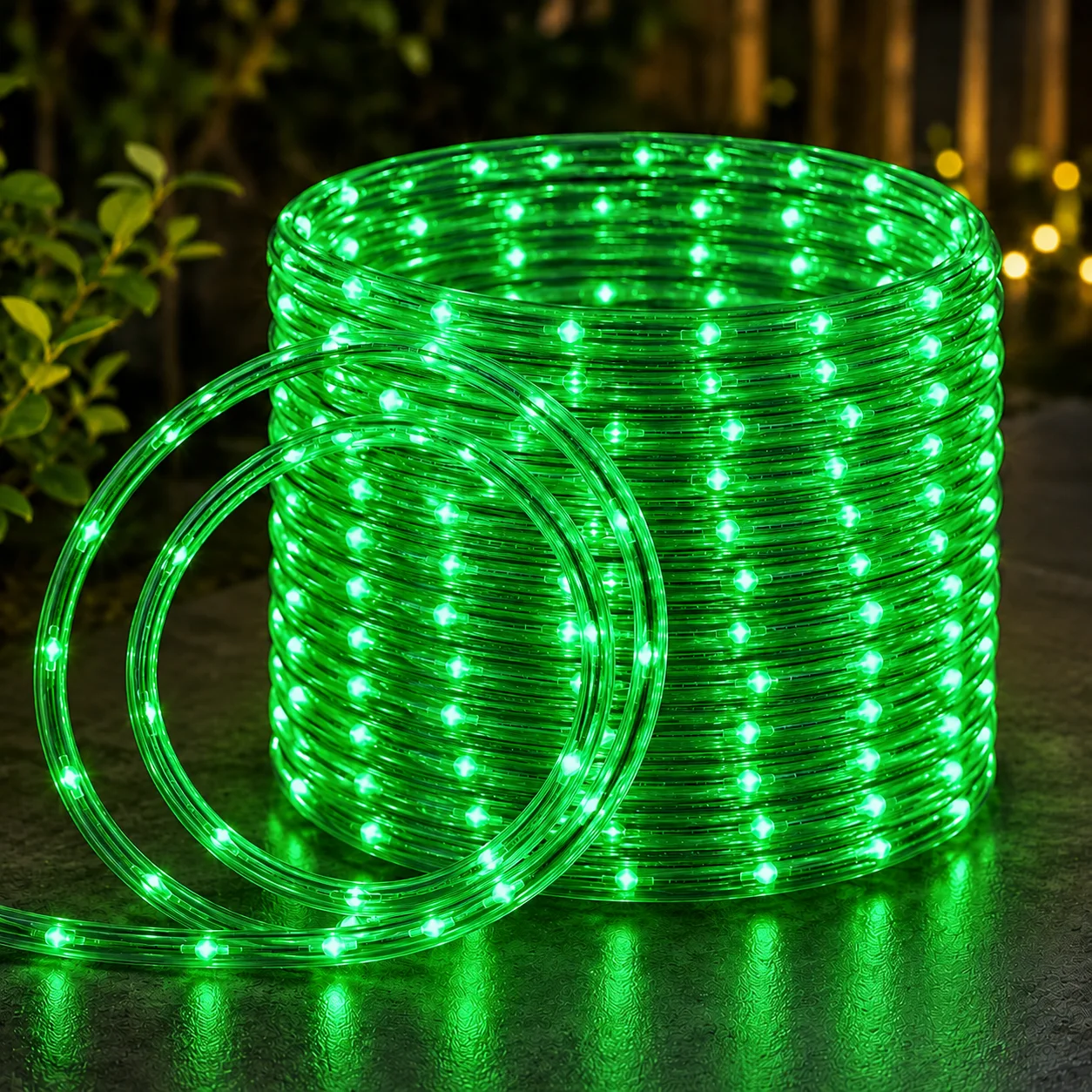 Halloween Green Rope Lights 2PCS Solar LED Tube 7M 12M 17M 22M 8 Modes for Garden Patio Fence Yard Party Spooky Decor