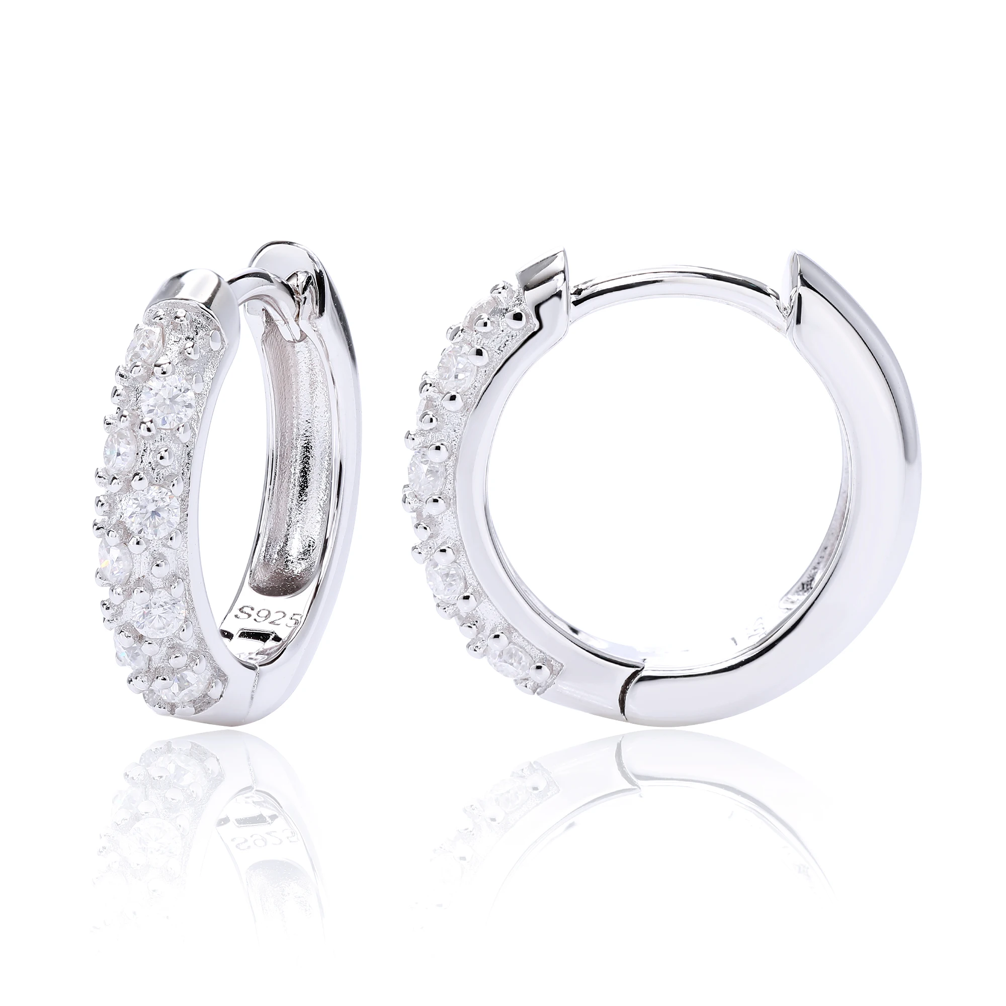 Luxury Shiny Double Row Half Earrings S925 Silver Moissanite Diamond And Gemstone D-grade Ear Hoops Jewelry