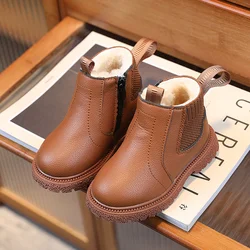 2024 Autumn/Winter Boys' Short Boots New Cotton Boots Girls' Snow Boots Children's Leather Boots Children's Fashion Boots