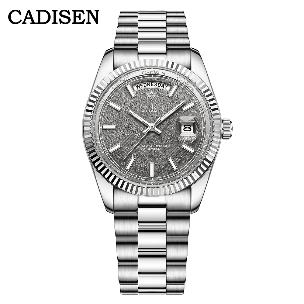 CADISEN Men\'s Mechanical Watches Luxury Meteorite Dial Automatic Watch For Men Week 100M Japan MIYOTA 8285 Movement Clock Man